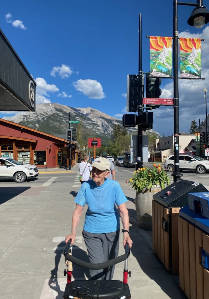 Dorothy is strolling around Canmore